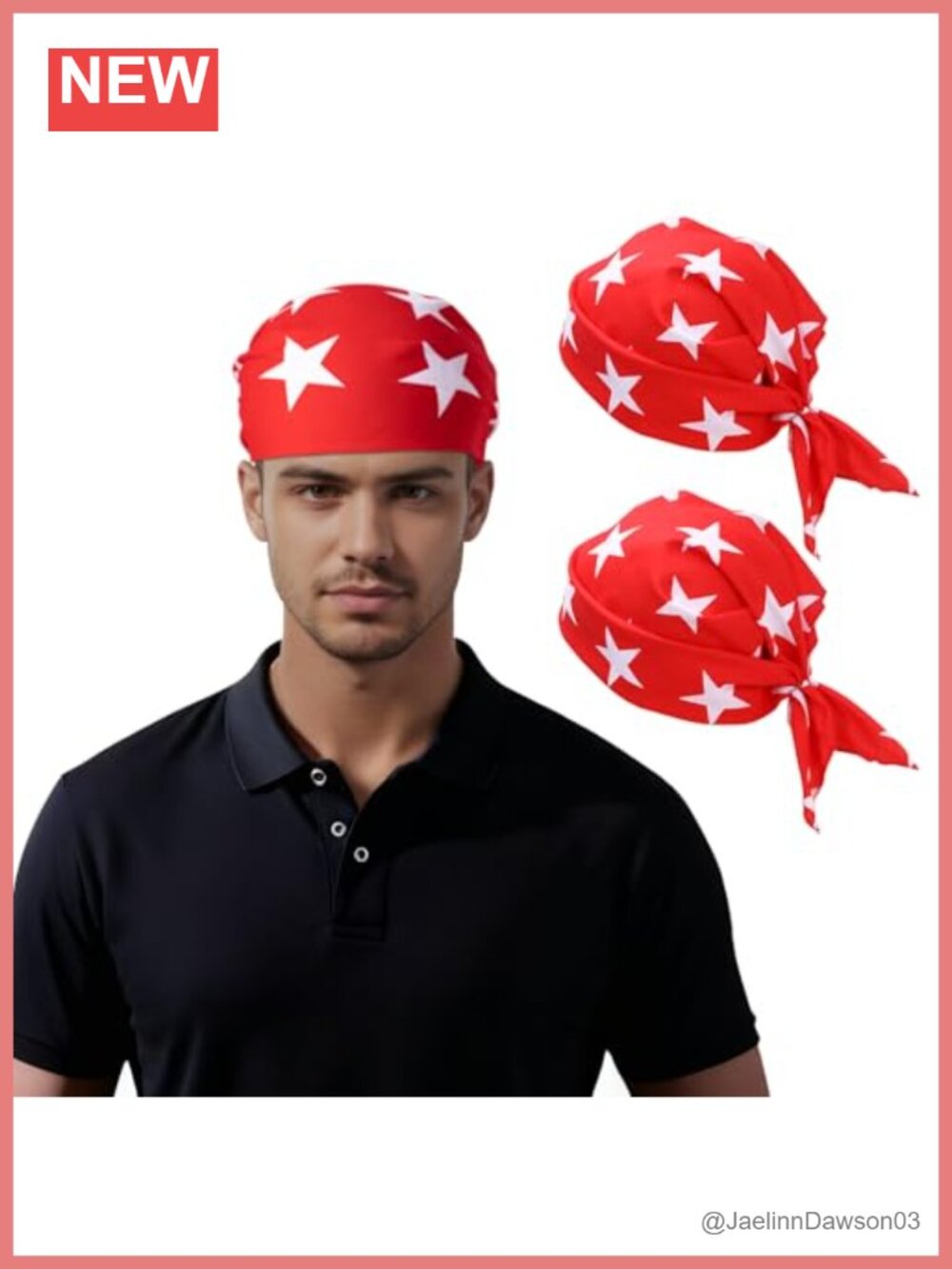 2pc Stars Printed Wrestler Bandana Cosplay Costume Polyester